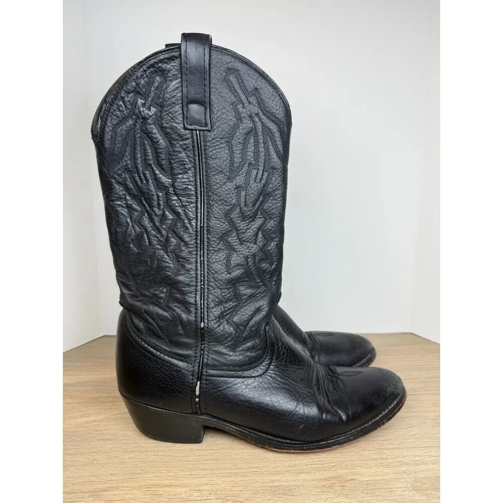 Laredo Men's 6691 Size 9.5D Black Leather Jacksonville Cowboy Western Boots